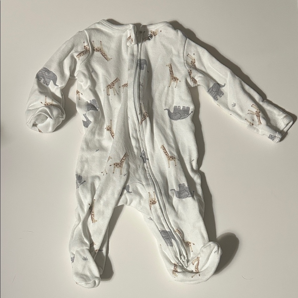 Carter's White and Gray Safari Print Footie